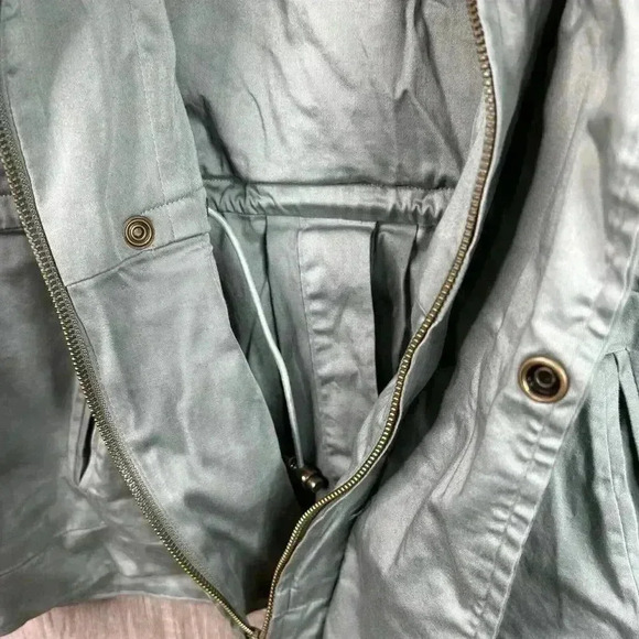 Peruvian Connection Jacket Sz L Wind Sage Green Cotton Spring Stains - Picture 8 of 12